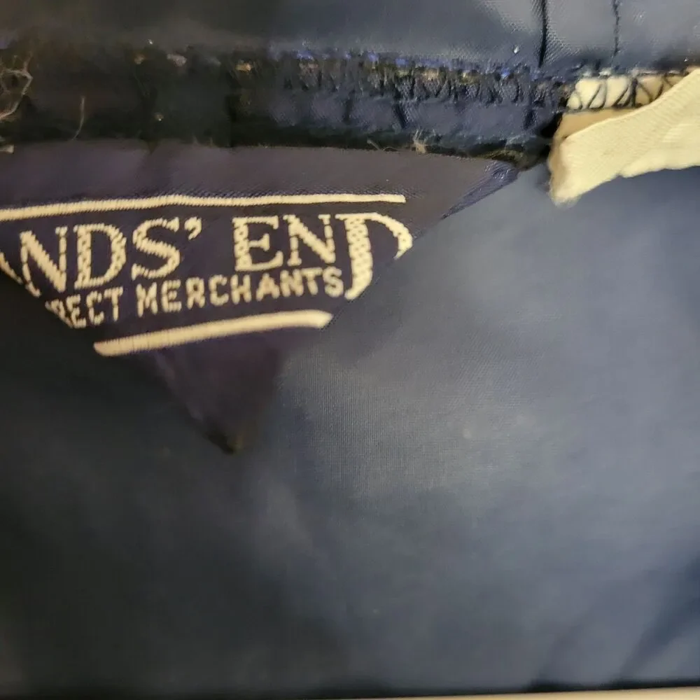 Lands End Mens Large Blue Hooded Pullover‎ Windbreaker Jacket Half Zip